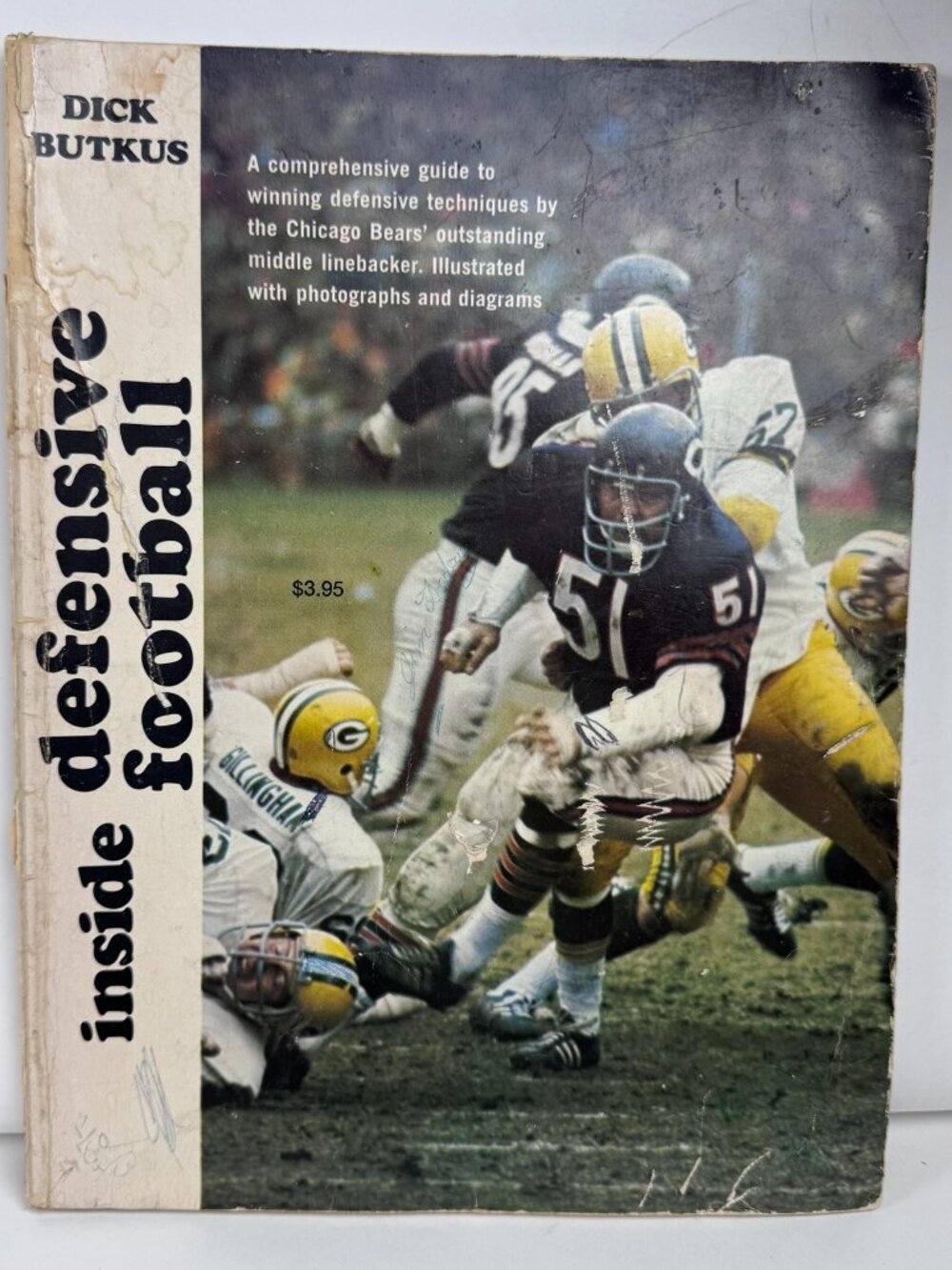 Inside Defensive Football Dick Butkus Chicago Bears Paperback Henry Regnery POOR